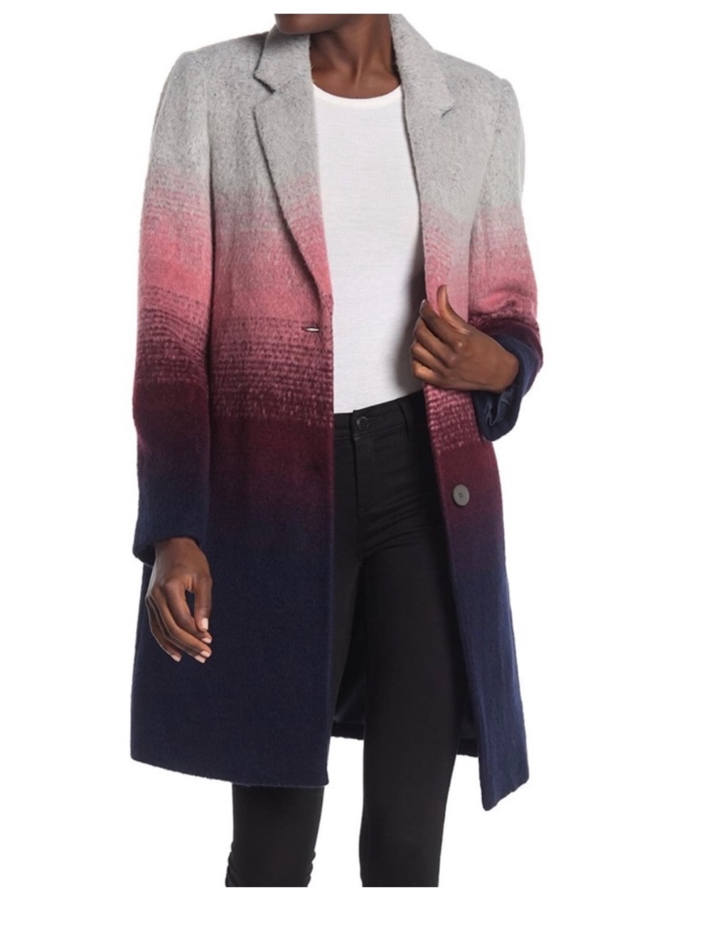 Marc New York Belair Car Coat Wool Blend Ombre Size Medium
